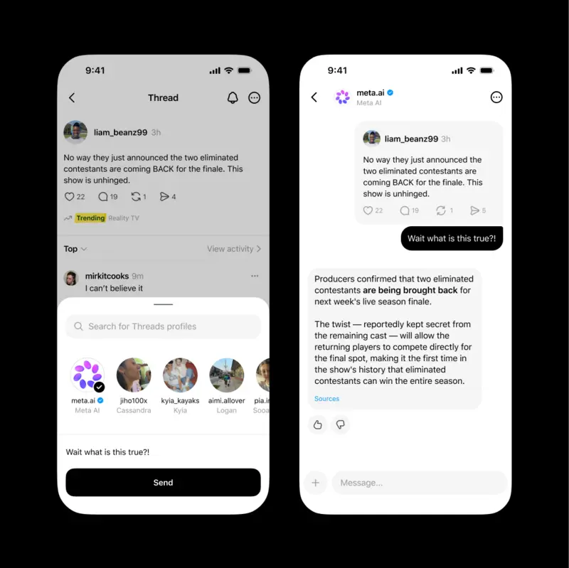 Теперь в Threads можно общаться с Meta* AI в &laquo;DMs&raquo;