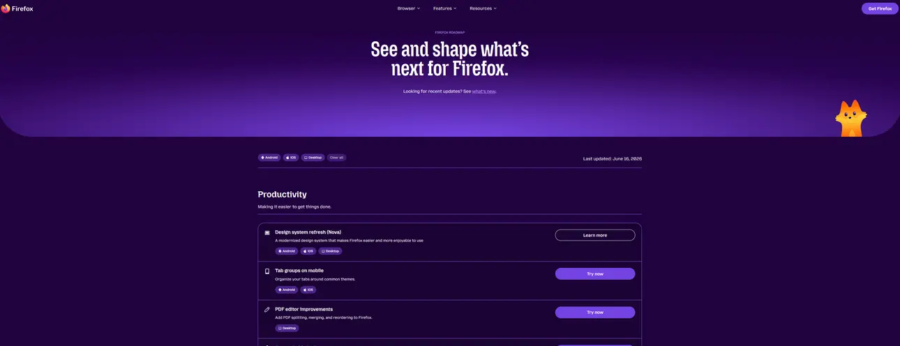 Новая дорожная карта Mozilla: что и когда ждать в Firefox