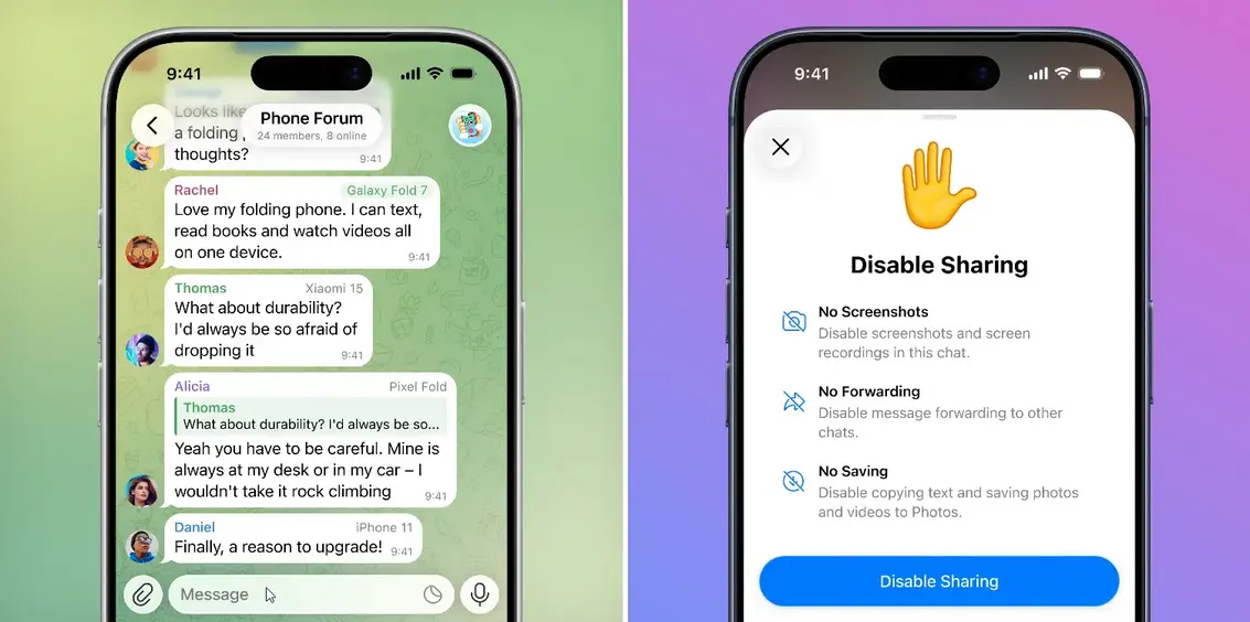 Telegram получил крупное обновление: защита от пересылки, теги участников и многое другое