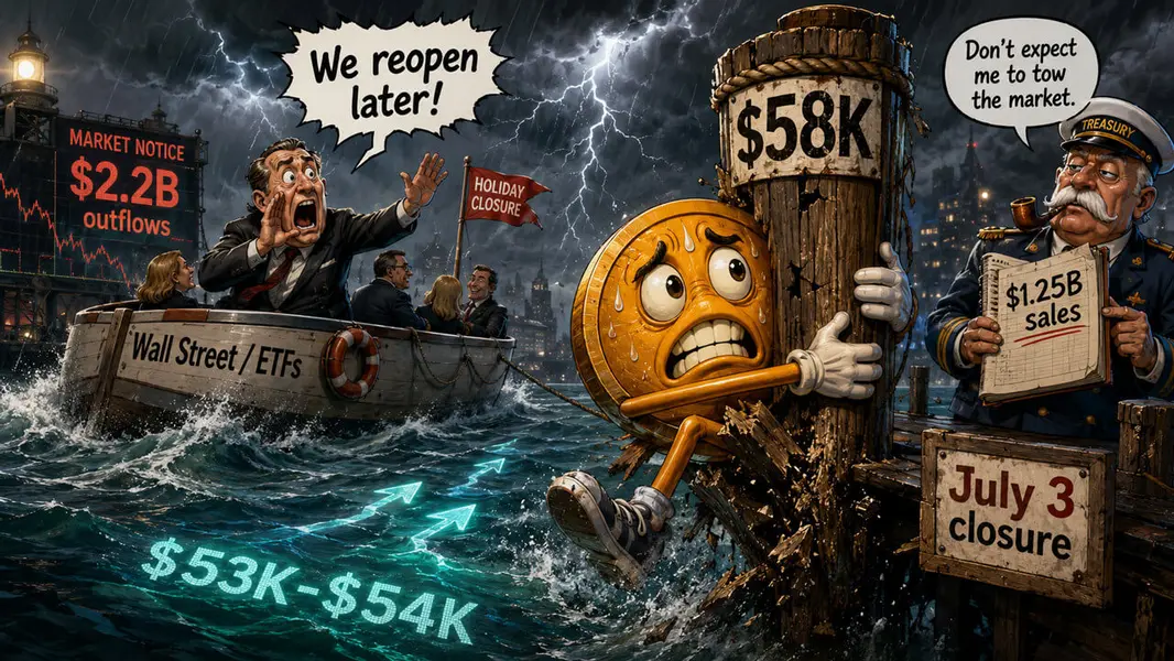 Биткоин может рухнуть до $53 000, если «фундамент эпохи ETF» даст трещину