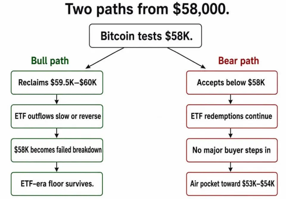 Биткоин может рухнуть до $53 000, если «фундамент эпохи ETF» даст трещину
