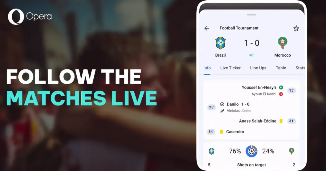 Opera для Android получила обновленную стартовую страницу с трекером FIFA World Cup
