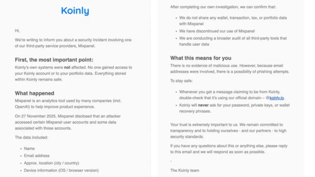 Предупреждение от Koinly: Утечка данных у стороннего поставщика раскрыла электронные адреса пользователей &mdash; в безопасности ли ваши налоговые данные по криптовалюте?