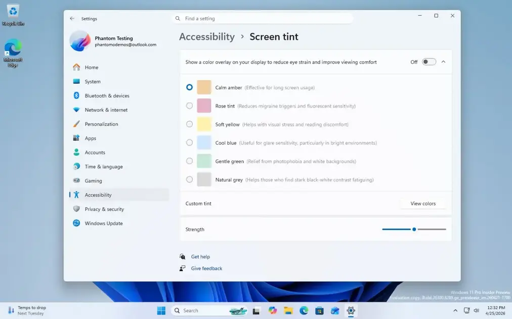 В Windows 11 появится новая функция, снижающая нагрузку на глаза при работе с дисплеем