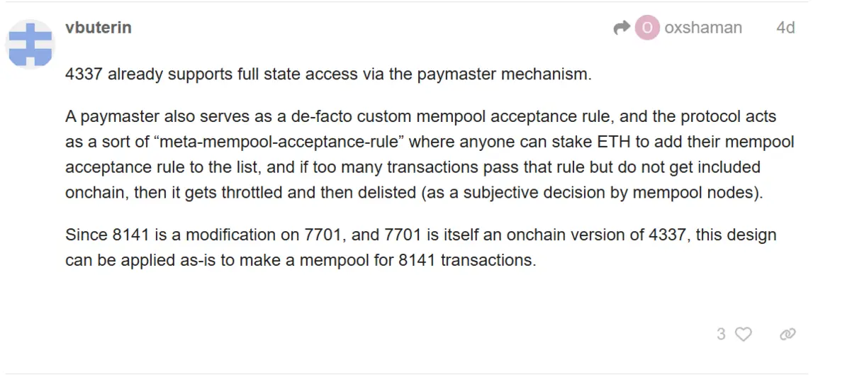 Виталик Бутерин высказал свое мнение, пока разработчики добавляют &laquo;Frame Transactions&raquo; в обсуждение следующего обновления Ethereum