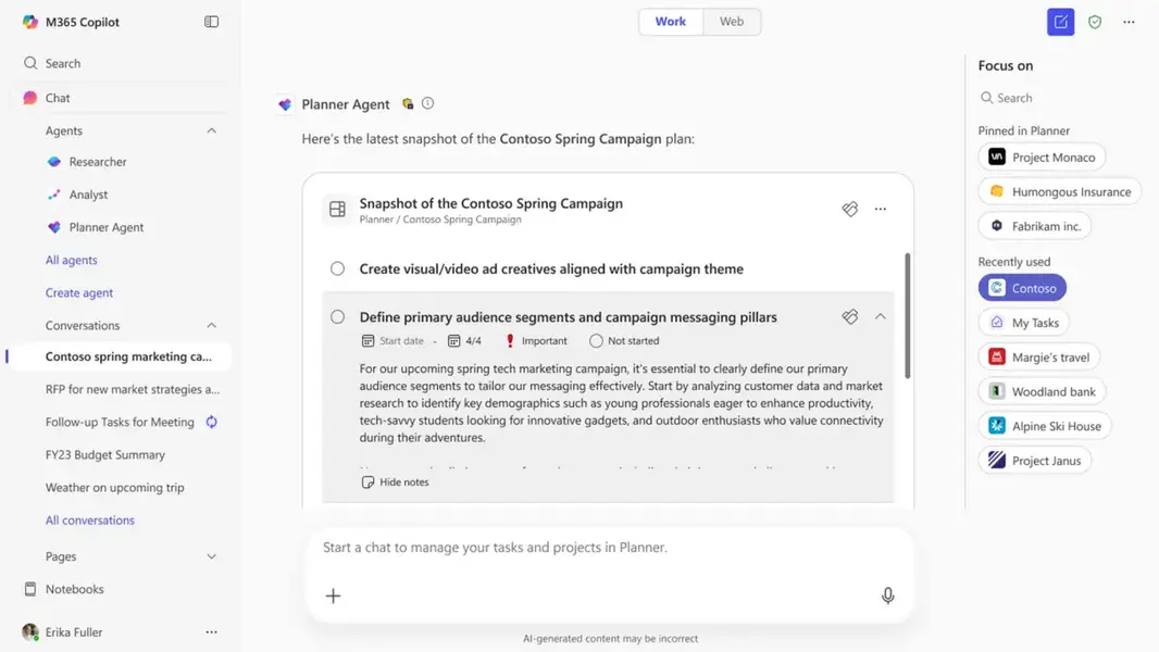 Microsoft добавляет &laquo;Planner Agent&raquo; для всех пользователей Microsoft 365 Copilot
