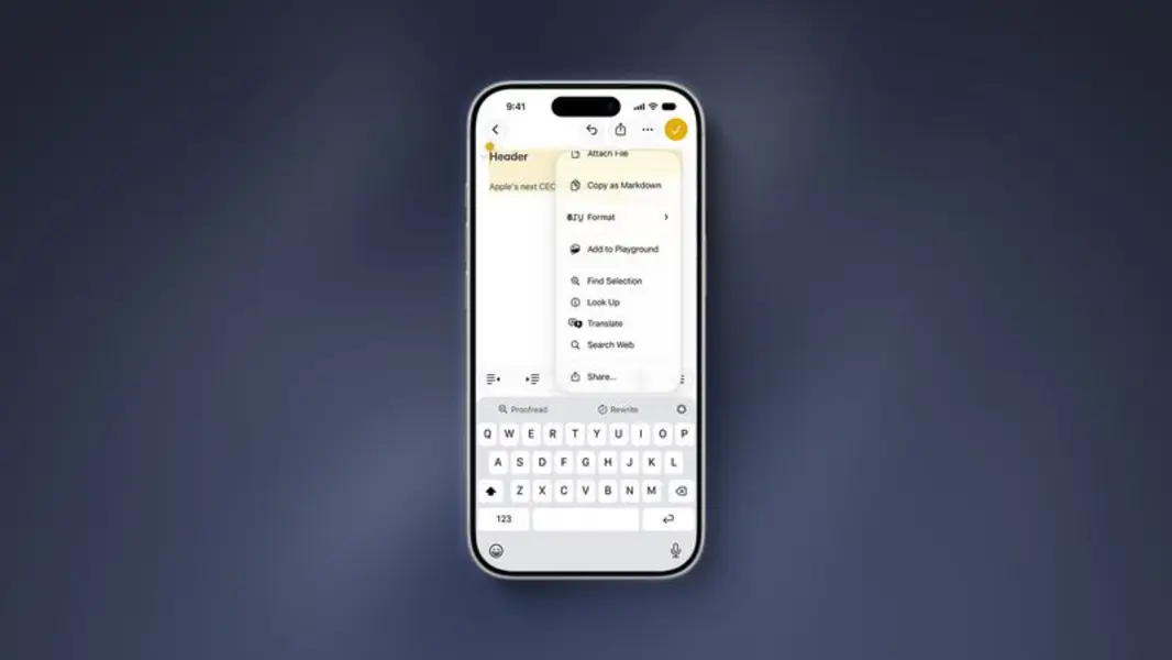 iOS 27 добавляет четыре новые функции в приложение Заметки, включая копирование и вставку 