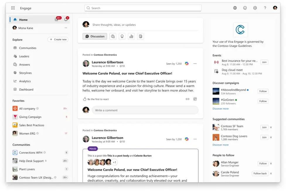 Майкрософт перетряхивает Viva Engage и избавляется от некоторых функций