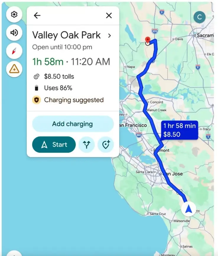 Новые функции Google Maps для 350+ электромобилей на базе Android Auto избавят водителей от &laquo;range anxiety&raquo;