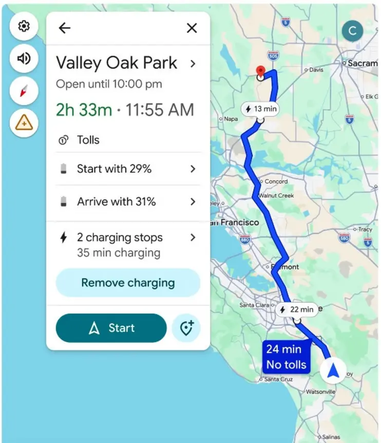 Новые функции Google Maps для 350+ электромобилей на базе Android Auto избавят водителей от &laquo;range anxiety&raquo;