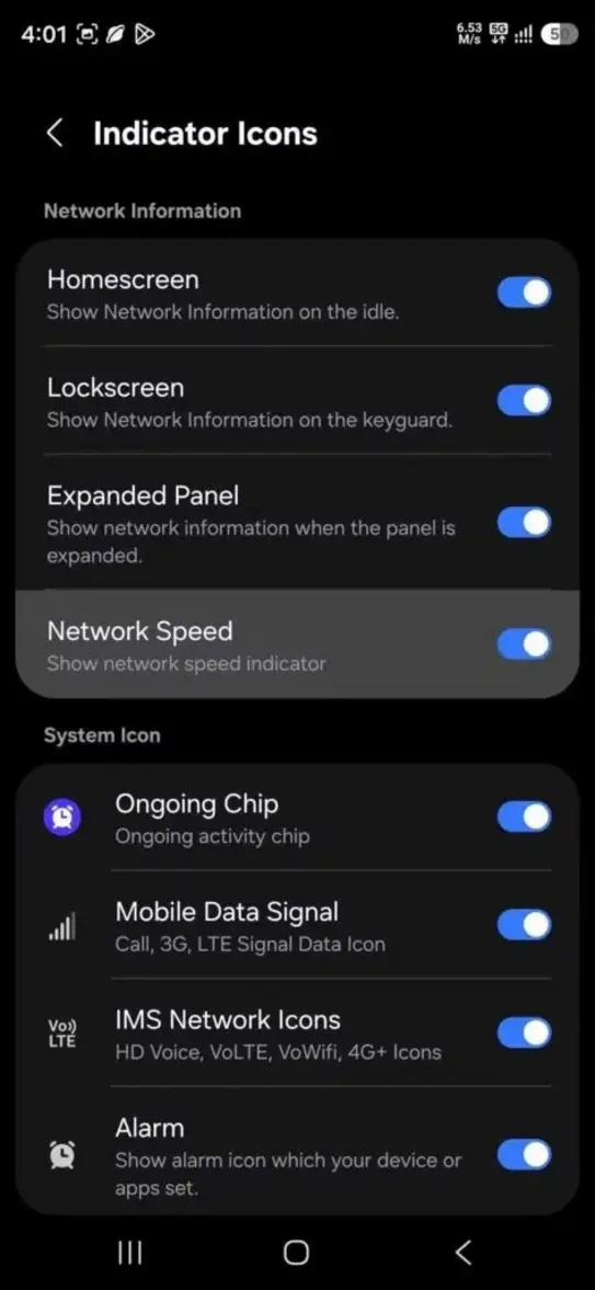 В One UI 9 наконец-то появился индикатор скорости сети, но есть нюанс