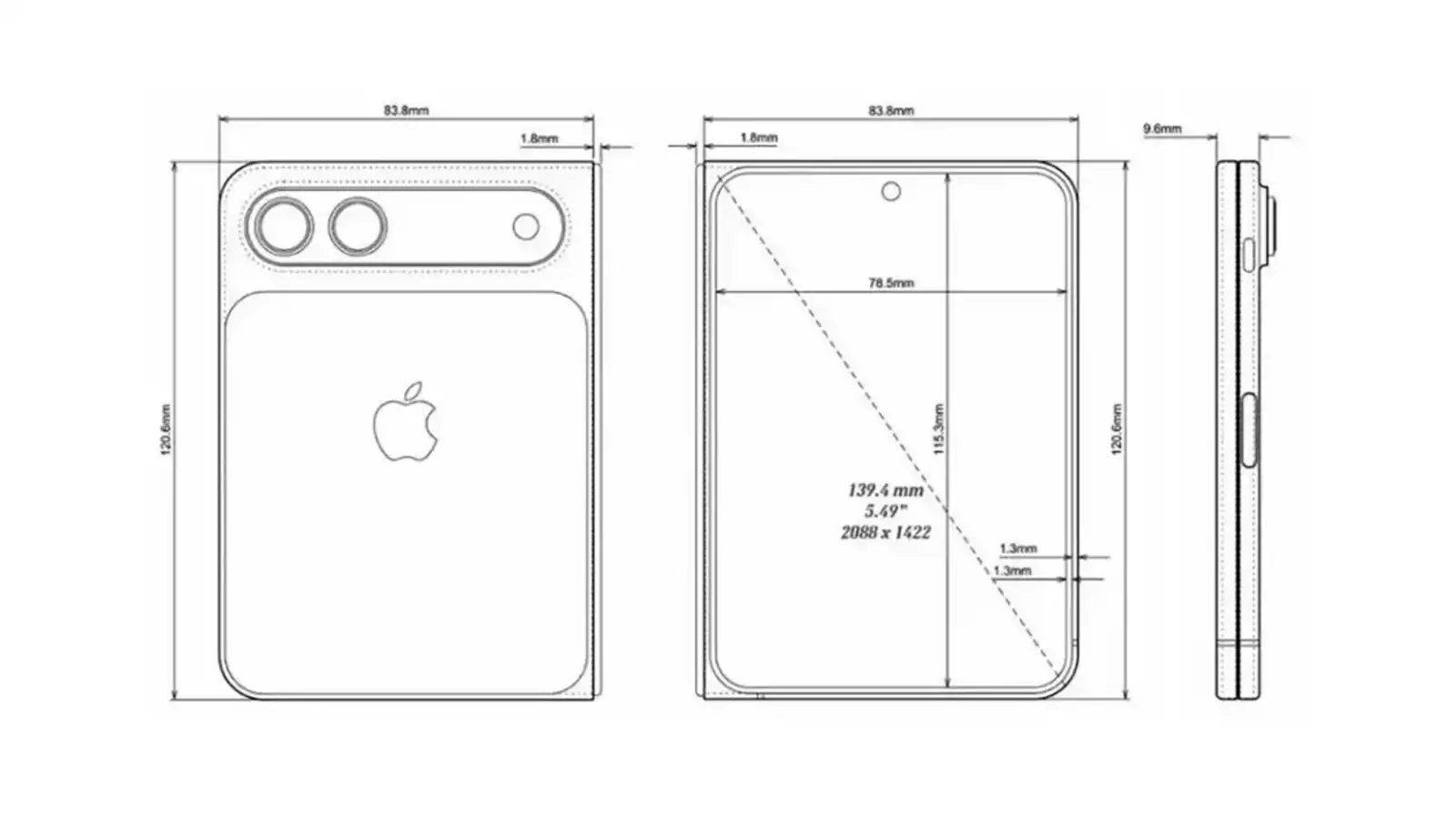 Складной iPhone от Apple на утекших CAD-рендерах напоминает iPad mini