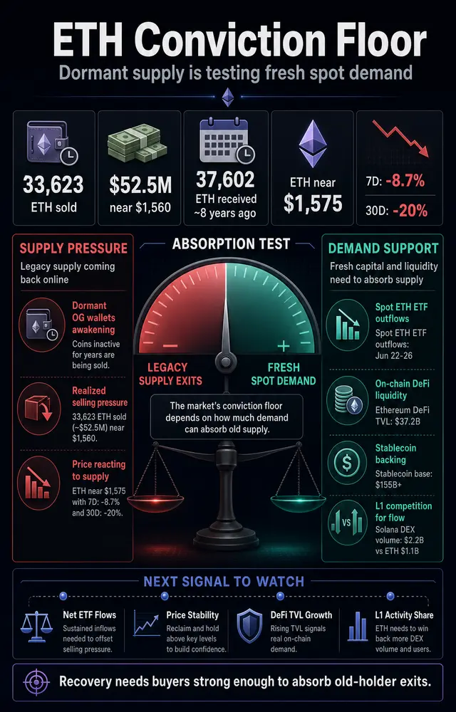 Старейшие кошельки Ethereum сливают активы на уровне $1500, который покупателям не обойти