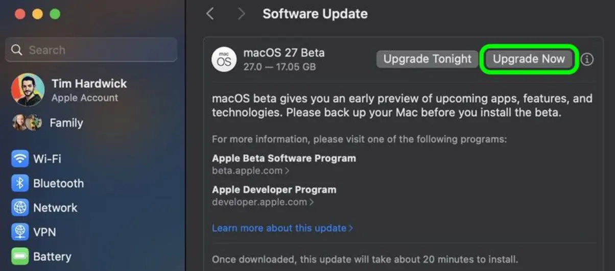 Как установить публичную бета-версию macOS 27 Golden Gate