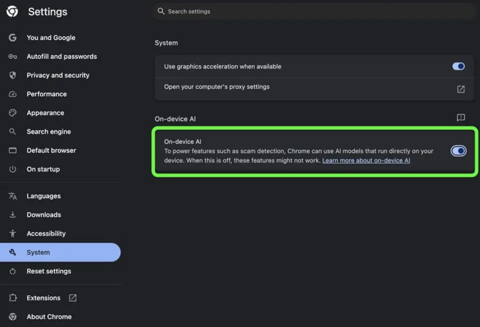 Как запретить Chrome скачивать скрытый 4-гигабайтный ИИ-файл