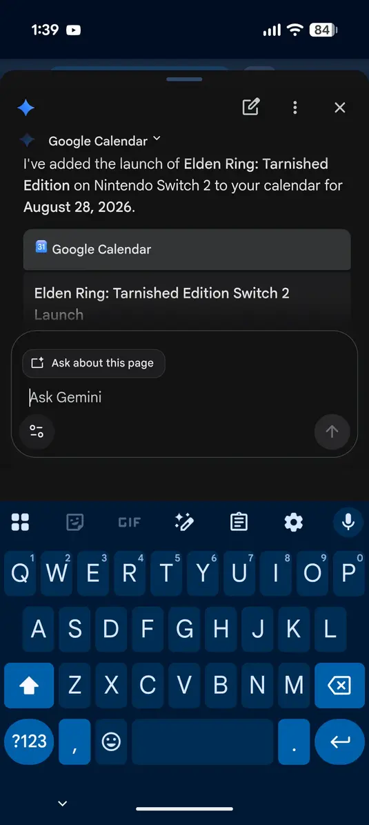 «Gemini» в Chrome для Android — мой новый любимый способ добавлять события в «Google Календарь»