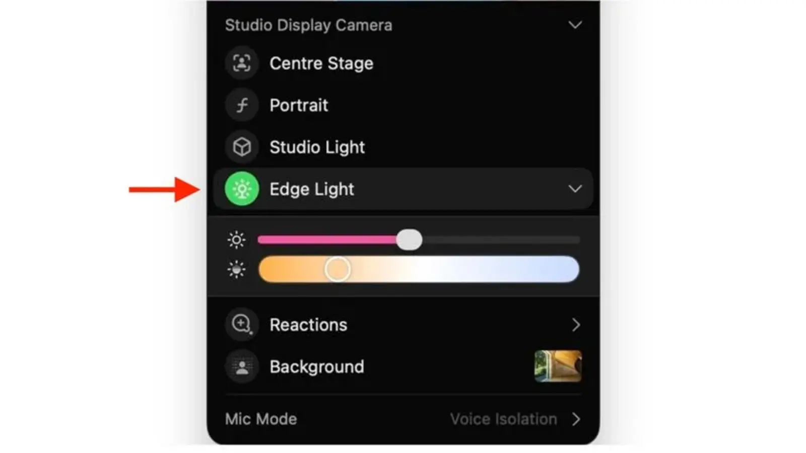 Используйте Edge Light для лучшего качества видеозвонков в macOS