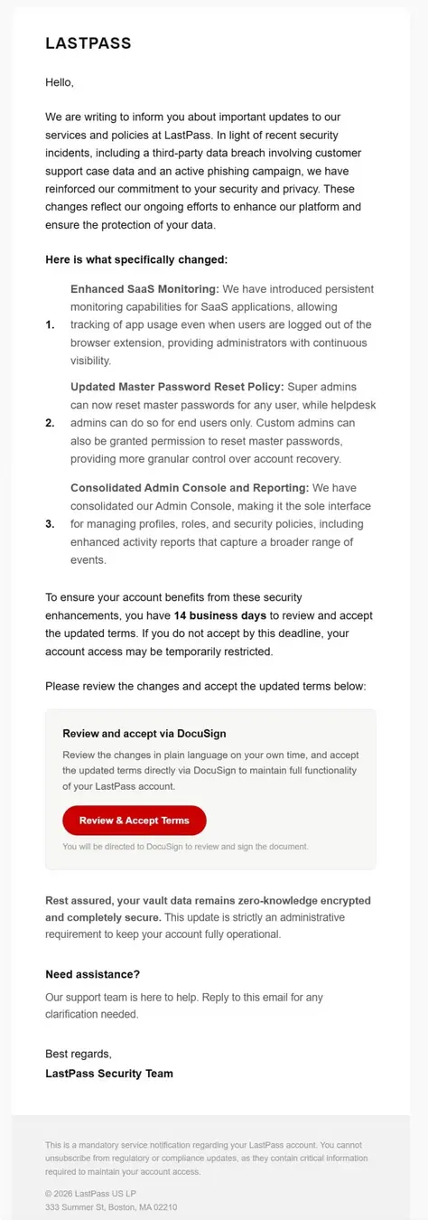 Новая атака &laquo;phishing&raquo; направлена на пользователей LastPass: на что обратить внимание