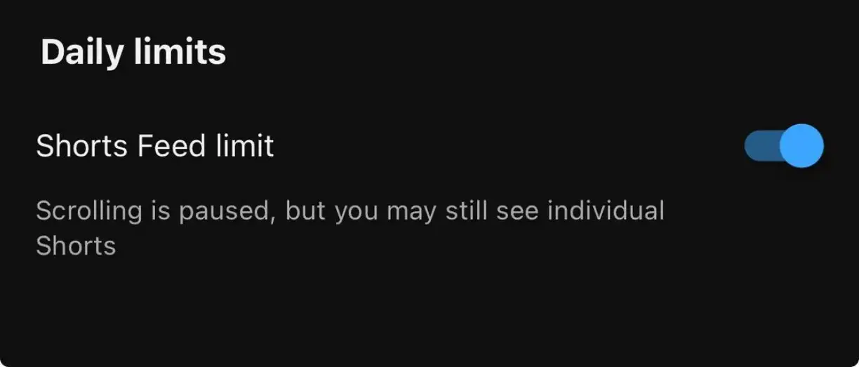 YouTube теперь позволяет отключить бесконечную прокрутку Shorts