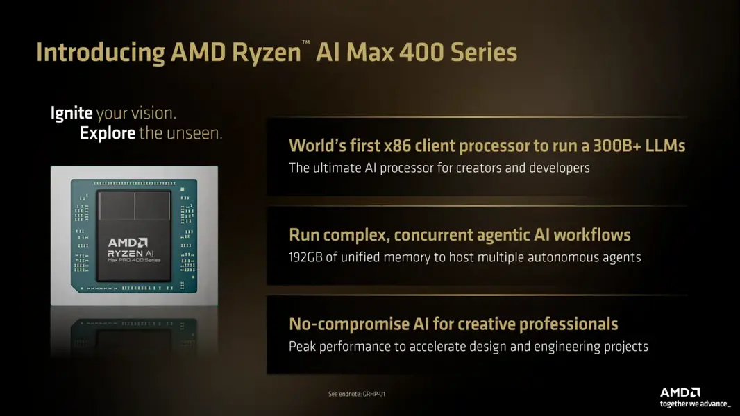 AMD раскрыла подробности характеристик новых APU серии Ryzen AI Max 400