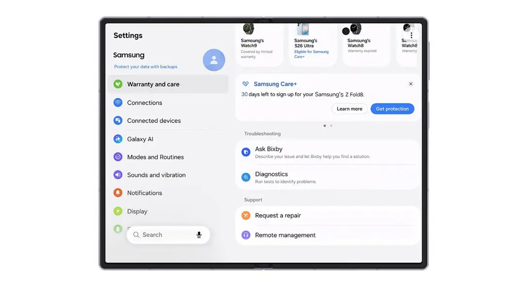 Samsung раскрыла детали нового меню &laquo;Гарантия и уход&raquo; в One UI 9