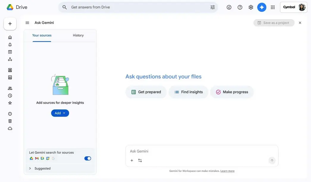 Google Drive прокачали: теперь с AI Overviews и функцией Ask Gemini