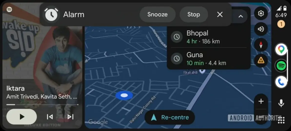 Android Auto скоро позволит отключать будильники прямо с экрана автомобиля