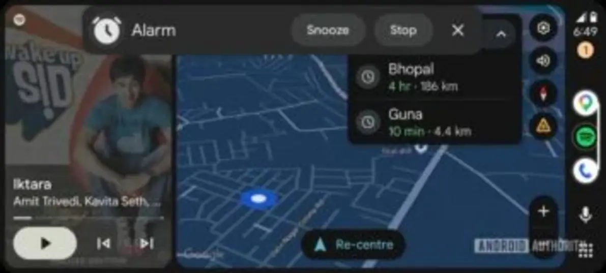 Android Auto скоро позволит отключать будильники прямо с экрана автомобиля