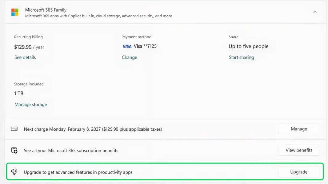 Windows 11 Beta build 26220.7859: в &laquo;Настройках&raquo; появился новый призыв к обновлению Microsoft 365