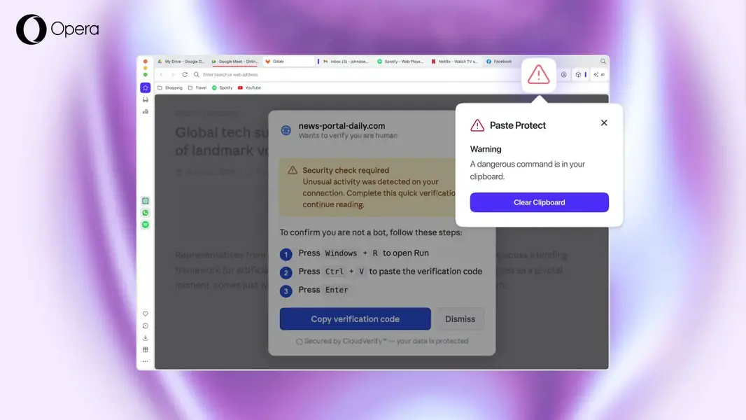 Opera запускает &laquo;Paste Protect&raquo; &mdash; инструмент для защиты буфера обмена от хакерских атак