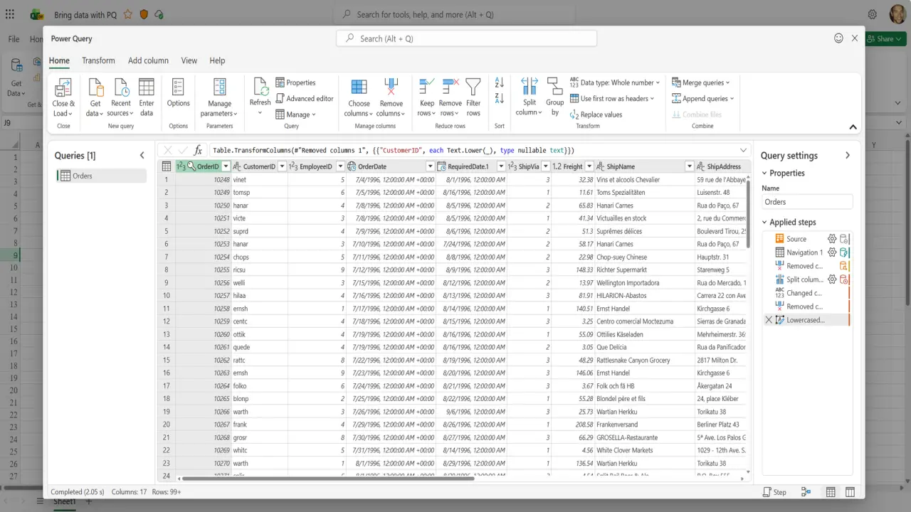 Power Query теперь полностью доступен в веб‑версии Excel.