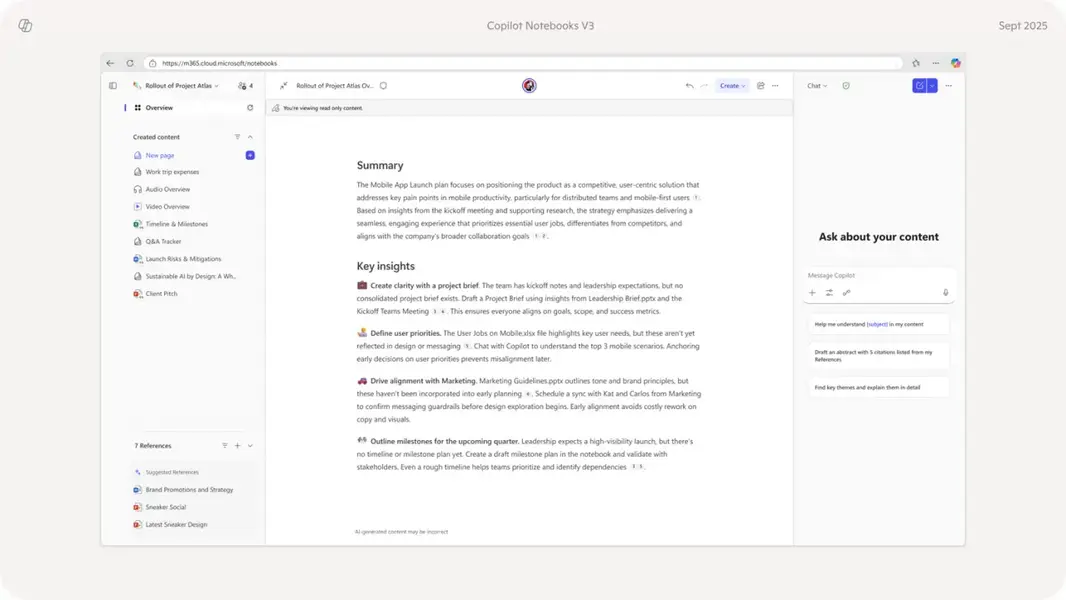 Новые ИИ-саммари для Copilot Notebooks появятся в марте