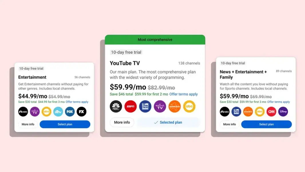 Хорошие новости для пользователей YouTube TV: теперь доступны более дешевые тарифные планы