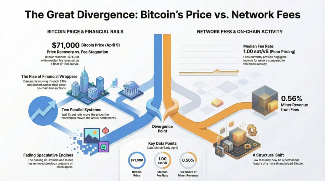 Активность в сети Bitcoin сошла на нет, а курс теперь диктуют корпоративные продукты