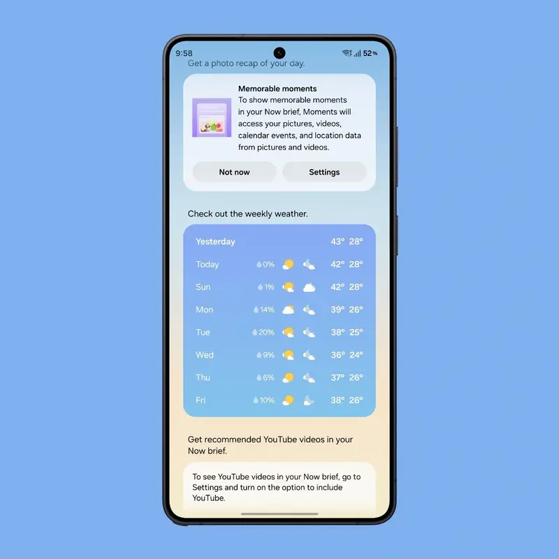 One UI 9: виджет &laquo;Now Brief&raquo; покажет недельный прогноз погоды за один взгляд