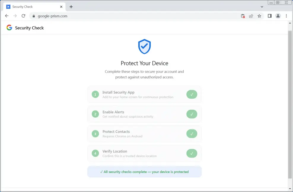Поддельный сайт Google Security использует PWA-приложение для кражи учетных данных и кодов MFA