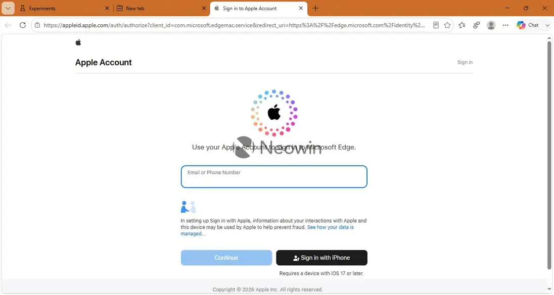 Пользователи Microsoft Edge скоро смогут входить через Apple-аккаунт