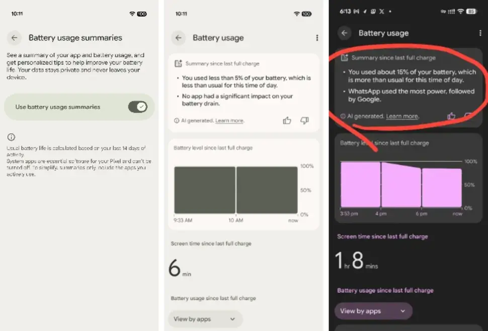 Google добавит сводки расхода заряда аккумулятора в Pixel 10 и более новые модели