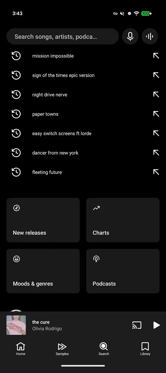 Новый интерфейс YouTube Music: строка поиска теперь под большим пальцем