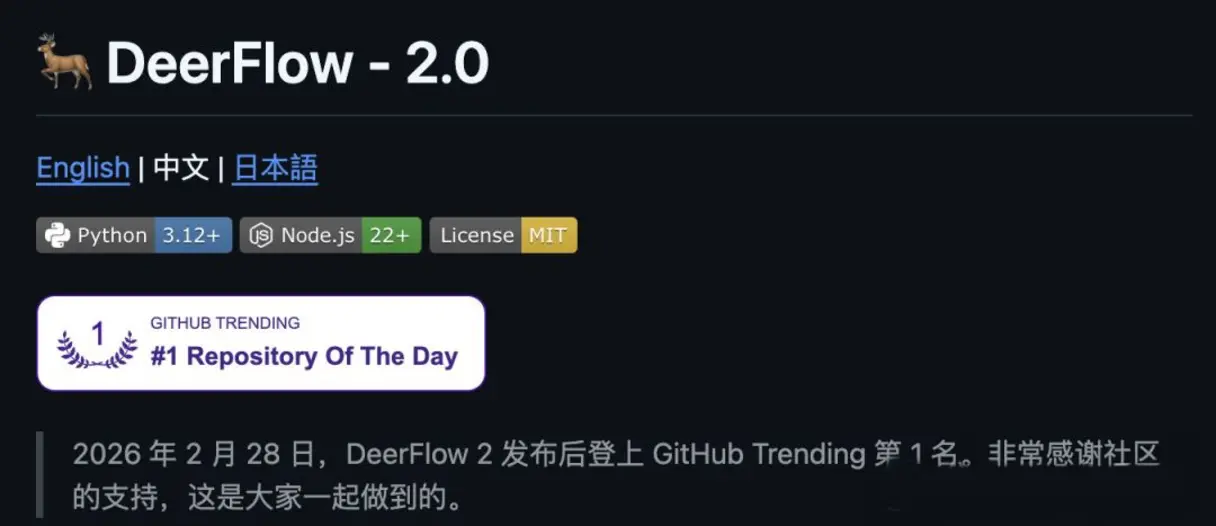ByteDance открыла исходный код Deer-Flow 2.0, возглавив тренды GitHub