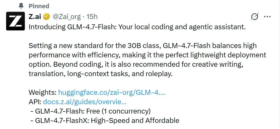 Zhipu AI выпускает в открытый доступ облегченную модель GLM-4.7-Flash и представляет архитектуру MLA