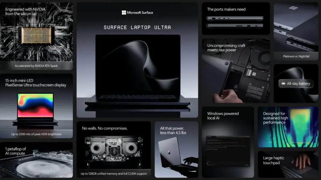 Microsoft анонсировала Surface Laptop Ultra с процессором
