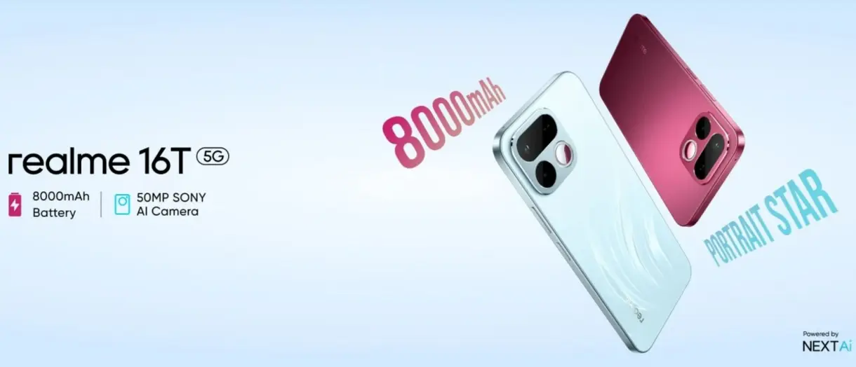 Realme 16T выходит с процессором Dimensity 6300, дисплеем 144 Гц и аккумулятором 8000 мА&middot;ч