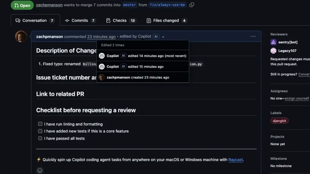 Microsoft Copilot теперь внедряет рекламу в pull requests на GitHub и GitLab