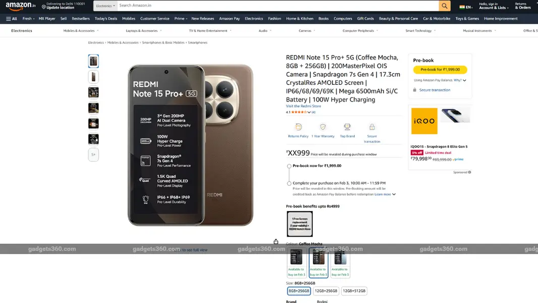 На Amazon появились варианты расцветок и конфигурации памяти смартфонов серии Redmi Note 15 Pro